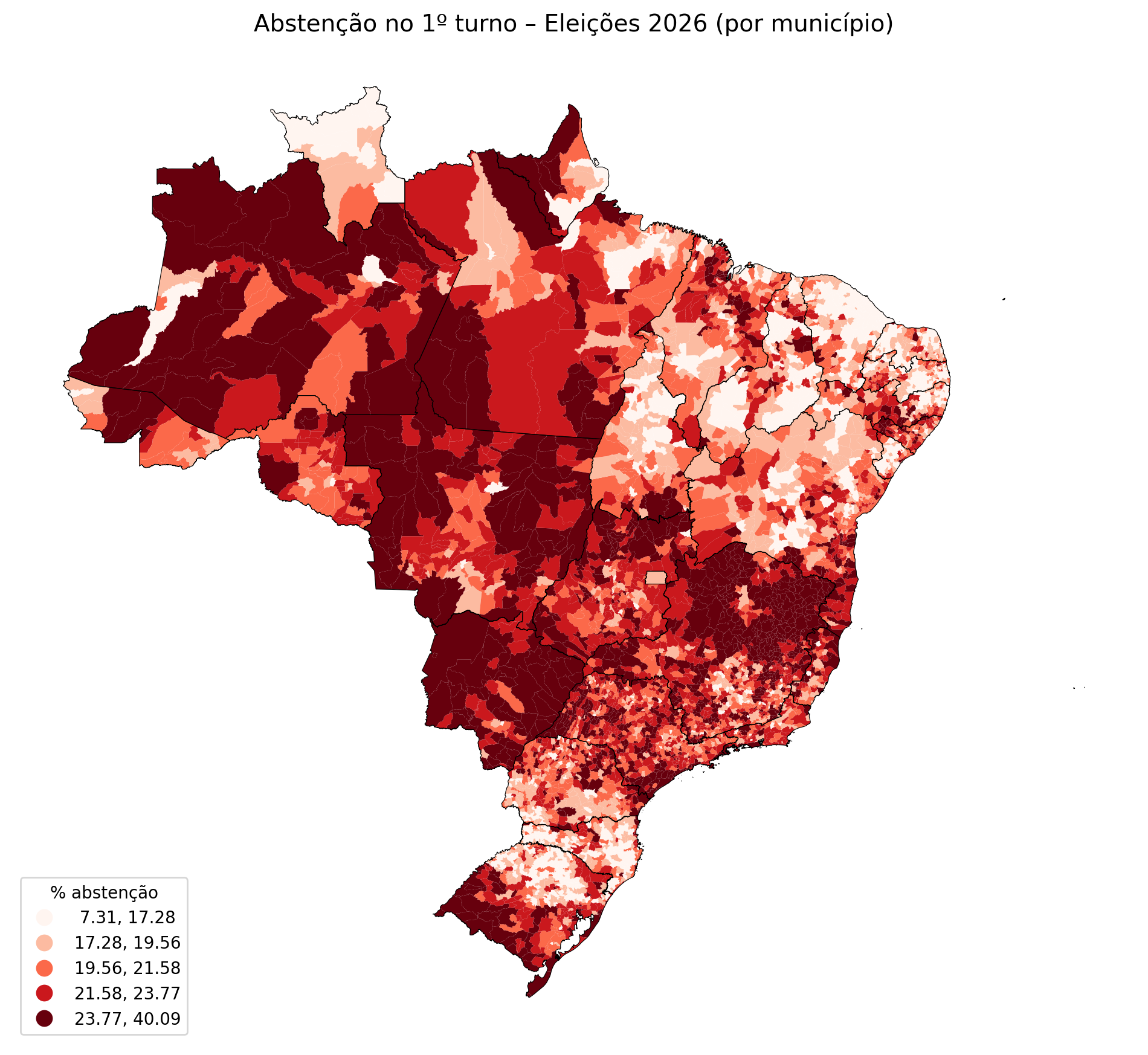Mapa da abstenção por município